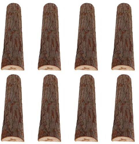 JECOMPRIS 8Pcs Natural Wood Firewood Logs 25Cm with Bark for Fireplace Decor, Fire Pit Wood Pieces and Grilling Logs for BBQ, Indoor and Outdoor Firewood Accessories