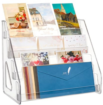 UNICRAFTALE 4 pisos Acrílico Marcapáginas Soporte Perfume Almacenamiento Cosméticos Sellos Postales y Tarjetero 17.5x30.5x26.9cm Para El Hogar Oficina Minorista Y Negocio