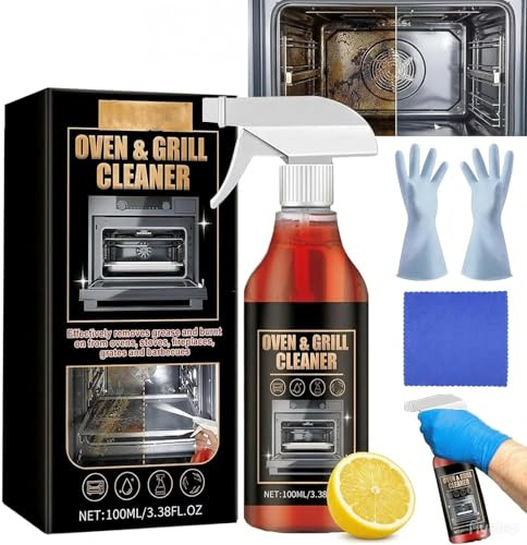 Oven and Grill Cleaner Spray, Heavy Duty Oven and Grill Cleaner, Heavy Duty Degreaser Cleaner Spray, Stainless Steel Cleaner and Polish Spray,Multi-purpose Cleaner for Cookers, Hoods, Kitchen