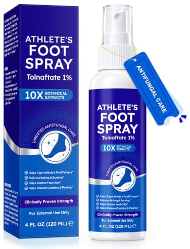 Athletes Foot Spray, Toenail Fungus Treatment Extra Strength, 24-Hour Relief of Itching & Burning, Prevents Most Athlete's Foot, Destroys Odors Instantly 4oz (120ml)