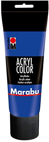 Marabu 12010025055 - Acryl Color ultramarinblau dunkel 225 ml, cremige Acrylfarbe auf Wasserbasis, schnell trocknend, lichtecht, wasserfest, Auftragen mit Pinsel und Schwamm auf Leinwand, Papier, Holz