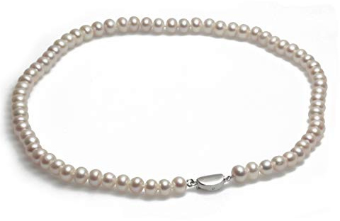 Schmuckwilli Perlenkette für Damen & Herren - mit weißen runden Perlen Kette - Elegante Kette mit echten Süsswasserperlen Perlen für jeden Anlass - die Perlen Halskette Choker für Frauen und Mädchen