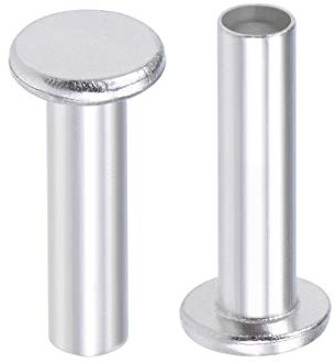 sourcing map 100 Pcs 4mm x 16mm Aluminum Flat Head Semi-Tubular Rivets Silver Tone
