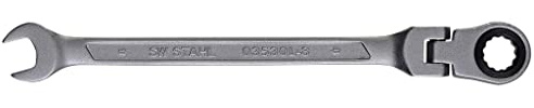 SW-Stahl 03530L-8 Gabelringratschenschlüssel 8 mm - Gelenk-Ringschlüssel | Ratschenringmaulschlüssel aus Chrom-Vanadium - Schlüsselweite 8mm - 72 Zähne - Flexibler Gelenkkopf - 140 mm Länge