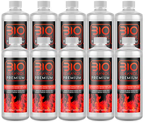 10 x 1 Litro Bioetanol Premium Transparente para chimeneas