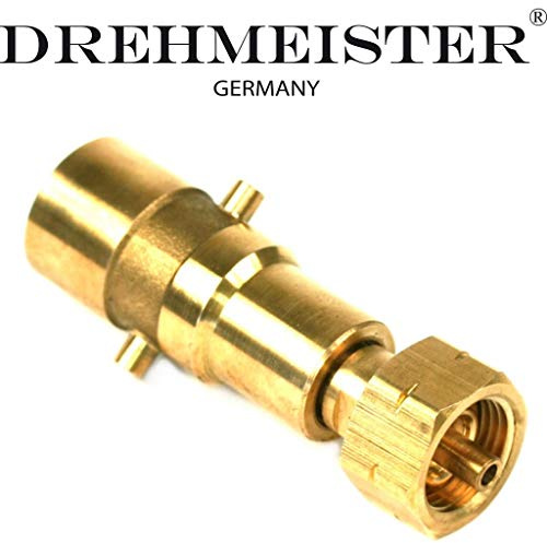 DREHMEISTER Bajonett Tankadapter mit intergriertem Nippel zum Befüllen von Gasflaschen mit W21.8 L Gewinde - Stoffbeutel