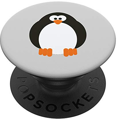 Pinguin Schwarz Grau PopSockets PopGrip: Ausziehbarer Sockel und Griff für Handys/Tablets mit Tauschbarem Top