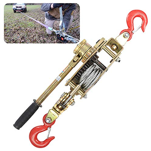 DFGENLY Polipasto Manual de Tracción Cabrestante, Multifunción Trinquete Cabestrante Manual de Palanca con 1.3/1.5m Cables y 2 Gancho, Diseño Anti-Retroceso, Tracción: 2/3/4 Tonelada