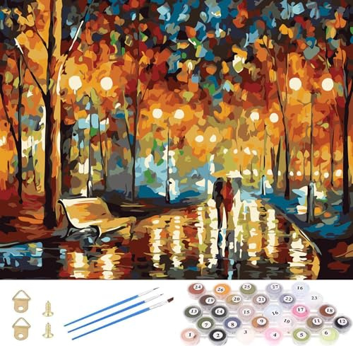 TARATH Pintar por números para adultos,DIY Paint by numbers,Pintura por Números con Pinceles y regalo para amigo, festival, cumpleaños, hogar decoración de casa (sin marco) 40 x 50 cm
