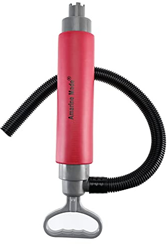 Amarine Made Bilge Pump,Red Bilge Pump for Kayaks,Canoes and Boats,Manual Kayak Hand Water Pumps Portable Sump Pump,Must Have Emergency Equipment for Kayakers (with hose)
