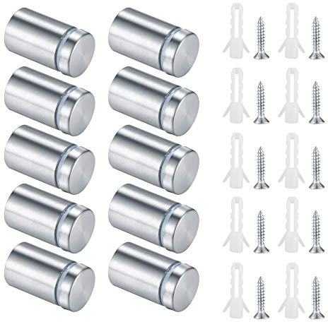 10 Stück Schilderhalter Abstandshalter Wand, Distanzhülsen Abstandschrauben Edelstahl, Werbung Schraube Glas Standoff Halter für Glas, Spiegel, Nägel Displays (10)