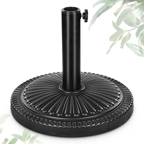FRUITEAM 10KG Parasol Base, Round Pre-Filled Garden Parasol Base, 38CM Sun-Flower-Pattern Heavy Duty Umbrella Base Stand for Patio, Outdoor, Swimming pool, Black
