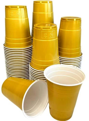 MBP My Beer Pong MYBEERPONG® 100 Goldene Party-Becher (16oz / 473ml) - Wiederverwendbar - Geruchsneutral - Lebensmittelecht