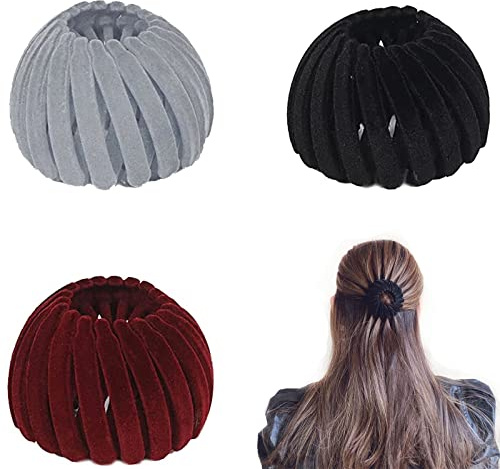 Haarspange Mit Vogelnest, 3 Stück, Samt, Erweiterbar, Pferdeschwanz-Halter, Haarklammer, Faule Vogelnest, Platte, Haarnadel, Haarschmuck für Damen, Mädchen