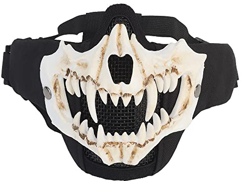 WarmHeartting Masque d'airsoft demi-visage respirant avec crocs pour paintball, tactique, Halloween, cosplay