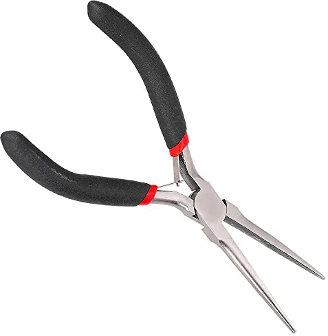 Steel Long Nose Pliers Pliers Tool Long Needle Nose Pliers Watch Jewelry Repair for Repair Handmade Handicraft Tool, Black