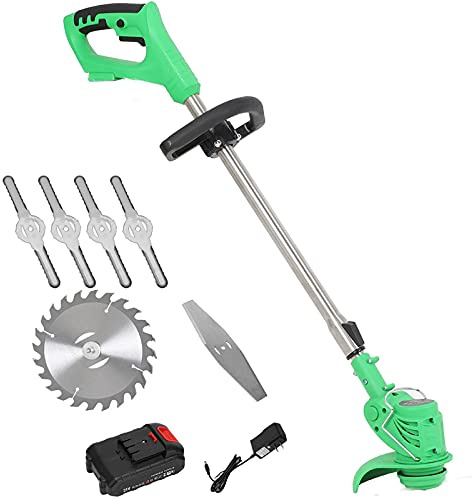 FSCLJ Tondeuse à Gazon sans Fil, Tondeuse à Gazon sans Fil 21 V avec poignée réglable, Outils de Jardin débroussailleuse électrique de Jardin avec Lames