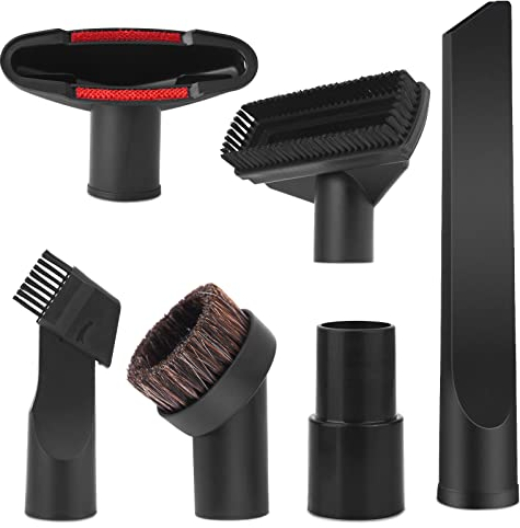 Vacuum Cleaner Nozzles Brushes Set - Wiseten 6 PCS Universal Upholstery Nozzle Crevice Nozzle Mattress Nozzle Suction Brush Nozzle with 35mm to 32mm Hose Adapter Black