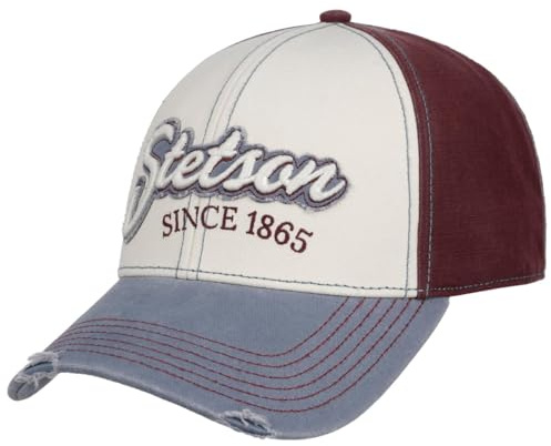 Stetson Tricolour Vintage Distressed Cap 6 Panel Strapback Damen und Herren Sommer Winter