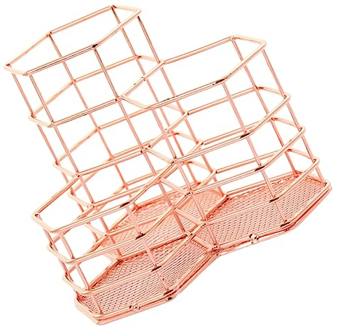 NUOBESTY Multifunktionaler Stiftehalter Aus Roségold Groß Hexagon Schreibmaterialien Organizer Schreibtischaufbewahrung Für Büro Zuhause