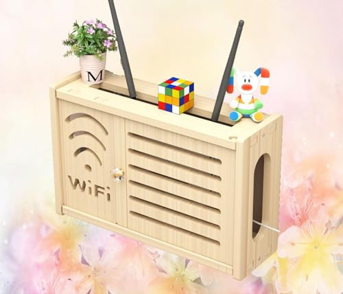 Caja Esconder Router Mesa Caja Oculta Router Soporte para Router WiFi Soporte de Pared para Router,C-36x24cm