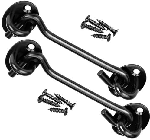 Litensh 2 chiusure a gancio per porta da fienile, gancio e chiusura a occhiello, ganci per cabina e serratura a occhiello, gancio girevole per finestra per porta scorrevole, camera da letto, bagno