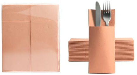 Aroba Tovaglioli per posate 1250 Soft Point, materiale morbido, volume e struttura | Tovaglioli pronti piegati con fessura | Borsa per posate piegata 1/8 da 32 x 38 cm | Buona qualità pesca
