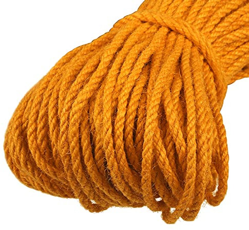Gartenschnur, Bunte Juteschnur, Durchmesser 5 mm, natürliche Juteschnur, Länge 100 Meter, geeignet for Heimwerker, Kunsthandwerk, Wickelgarn, Dekoration, Rot (Color : Orange)