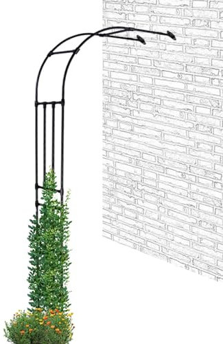 Rosenbogen Gartenbogen Aus Metall Halbbogen Wetterfest, Rankhilfe Kletterpflanzen, Rostbeständig Und Langlebig Für Rosen Blumen Im Garten Terrasse In Schlichtem Design H240cm(Schwarz,W 180cm X H 240cm