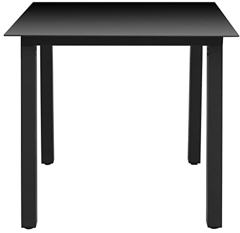 Kangmusi Garten-Esstisch Glas Aluminium 80 x 80 x 74 cm Schwarz, kangmusi42787