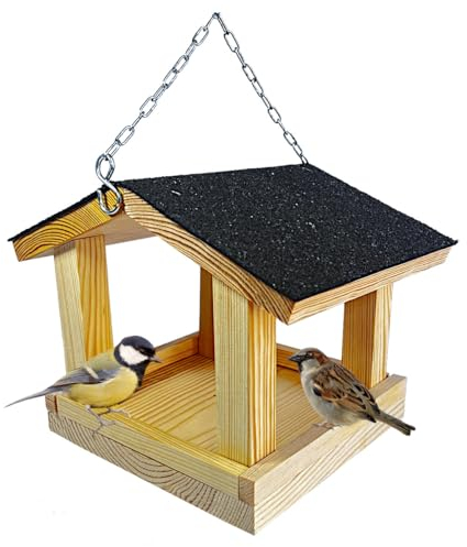 STAFECO Vogelfutterhaus zum Aufhängen für Kleinvögel Vogelhaus Balkon wetterfest Futterhaus Handarbeit Gartenvögel im Garten Balkonhalterung balkongeländer Vogelfutterspender