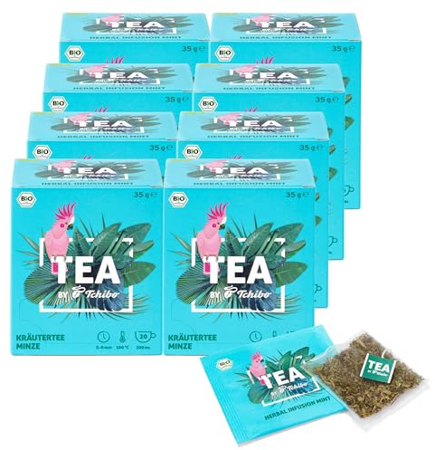 Tchibo Tee „TEA by Tchibo“ Bio Kräutertee Minze, Erfrischende Minze, Vorratspack, Maxipack, Teebox, 160 Stück - 8x 20 Teebeutel, Bio-Siegel, Natürliche Zutaten, Nachhaltiger Anbau