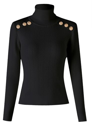 NLAND Punto Jersey de Cuello Alto para Mujer Cálido Suéter de Invierno Manga Larga Elegante Pullover Básico Tops para Primavera Otoño Invierno