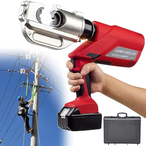 vanenferse Rechargeable Hydraulic Wire Crimping Tool, Industrial Electric Hydraulic Cable Lug Crimper, Battery Powered Terminal Cable Wire Tool Kit for Copper and Aluminum Terminal Lugs