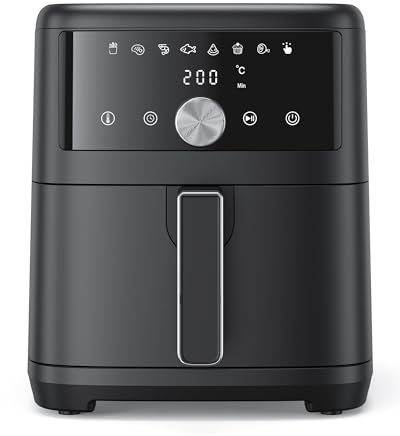 Innsky Heißluftfritteuse Airfryer 6L, 8-in-1 Heissluftfritteuse Friteuse XXL, 1500W Air Fryer mit LED-Touchscreen, Energiesparend und Zeitersparnis, Spülmaschinenfest, 50dB Leise,3-5 Personen,Grau