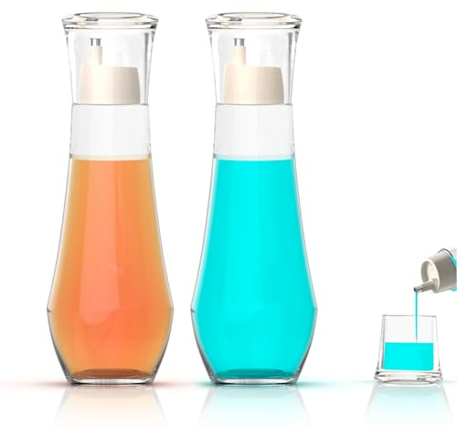 2 dispensadores de enjuague bucal para baño, contenedor de 8.8 onzas, botella de vidrio con tapa, dispensador de enjuague bucal transparente recargable para encimera