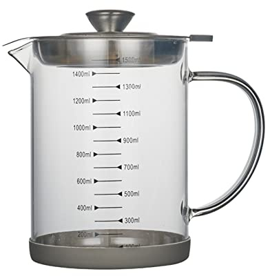 Pleayietoopiatiey Botella grande de vidrio para aceite de cocina, aspecto elegante, con tapa y filtro de pantalla, 1500 ml