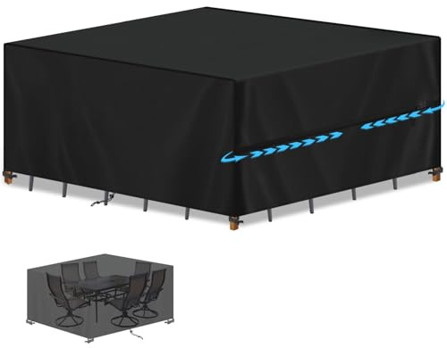 SIMPHAUS Abdeckungen für Gartenmöbel Lounge Gartenmöbel Abdeckung,420D Oxford Plane Gartenmöbel Wasserdicht,Tisch Abdeckung Outdoor Abdeckplane für Gartentische,Terrassenmöbel,Loungesofa 260x220x80cm