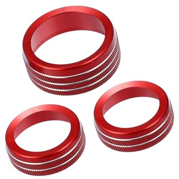 RATCHROLL AC Knobs Decals AC Radio Switch Knob Cover for Dodge Durango 2014-2020 for Jeep Cherokee Grand Cherokee 2014-2021 Red (Set of 3) Replacement Car Parts