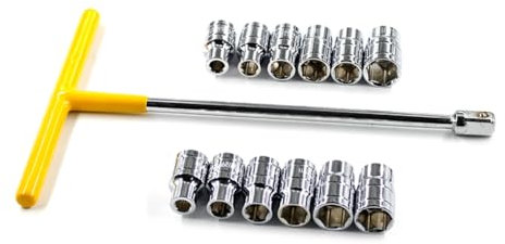 Durability T-Handle Wrench with 12pcs Socket Vehicle Wrench Car T Shaped Handle 8/9/10/11/12/13/14/15/16/17/18/19mm
