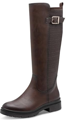 Tamaris dam lång stövel platt 1-25625-45 knähöga stövlar, mahogny, 40 EU, mahogny, 40 EU
