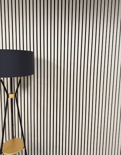 DBS Bathrooms Acoustic Slat Wall Panel, 60 x 240 cm, Wood Veneer MDF, Pet Polyester Backing 3D Sound Absorption Natural Oak