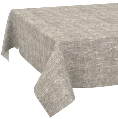 ANRO Tischdecke abwaschbar Leinenoptik Grau 240x140 cm Outdoor wetterfest | waschbar bei 30 °C – ideal für Garten, Terrasse & Esszimmer – Tischwäsche aus beschichtetem Stoff