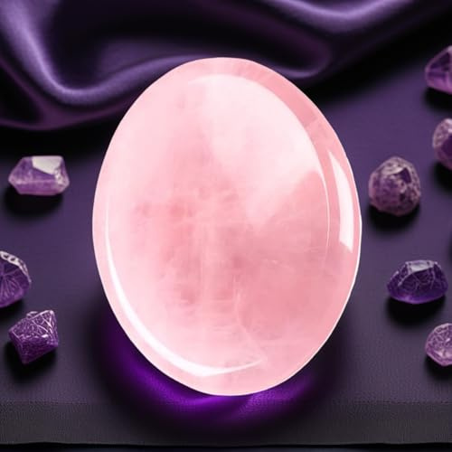 Amazleer Natürlicher Amethyst Heilstein 3.5-5cm Trommelstein Rohstein poliert Edelstein Kristall für Meditation, Stressabbau Energie Handschmeichler gegen Angst (1 Stück) (Rosenquarz)