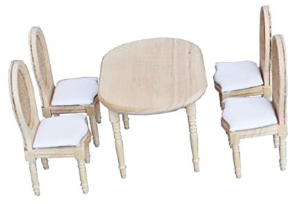 BESPORTBLE Miniatur Tisch Und Stühle Holz Miniaturmöbel Minitisch Und Stuhl Für Puppenhaus Modellspielzeug DIY Dekoration Realistisches Design Kleine Möbel Für Kinderzimmer