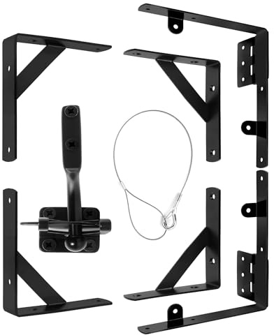 Anti Sag Gate Kit, Gate Corner Brace Bracket,Heavy Duty No Sag Kit for Wooden Fence Gate with Self-Locking Gate Latch for Wooden Fence, Driveway, Corral Gates, Wood Windows (Single Door Set)
