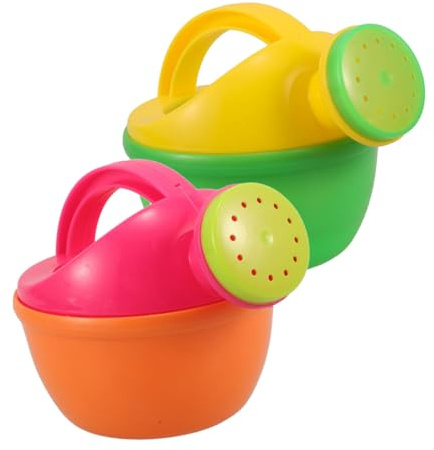 BESPORTBLE Regadera para Niños Pequeños y Juguetes de Baño Acuáticos para Bebés, Set de 2 Piezas Pequeño Redondo Verde y Rosa, Plástico Seguro para Juego en Playa, Jardín y Baño