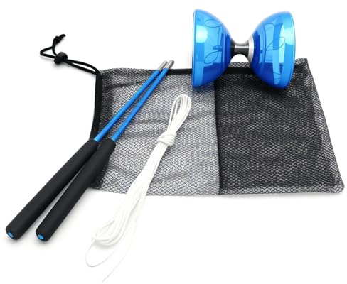 VOSSOT Diablo Giocoleria per Bambini con Cuscinetto a Sfera – Diabolo con Cuscinetto a Sfera con Borsa, Corda e Istruzioni – Diabolo Morbido per Principianti,Giocattolo per Il Tempo Libero all'aperto