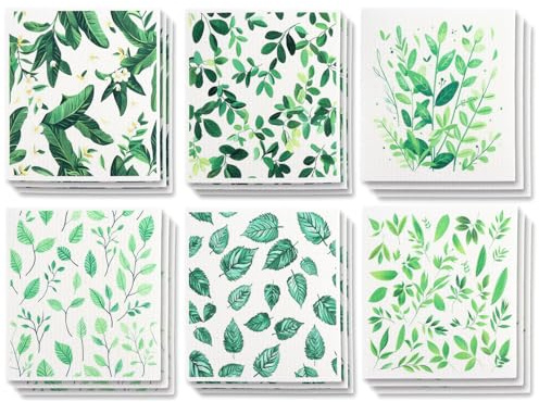 APACALI 18PCS Swedish Dishcloth, 19.5x17cm Reusable Dish Cloths, Absorbent Swedish Dish Cloths for Kitchen and Cleaning (6 Different Patterns)