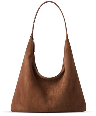 XquiziFit Wildleder Schultertaschen Damen Wildleder-Geldbörse Boho-Taschen Slouchy Tasche Schultertaschen Trendige Halbmond Umhängetasche Lässige Handtasche für Arbeit&Reisen